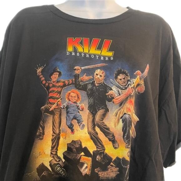 Fright Rags Kill Destroyers Horror Movie Stars Black Graphic Tee, 3XL - Picture 2 of 6